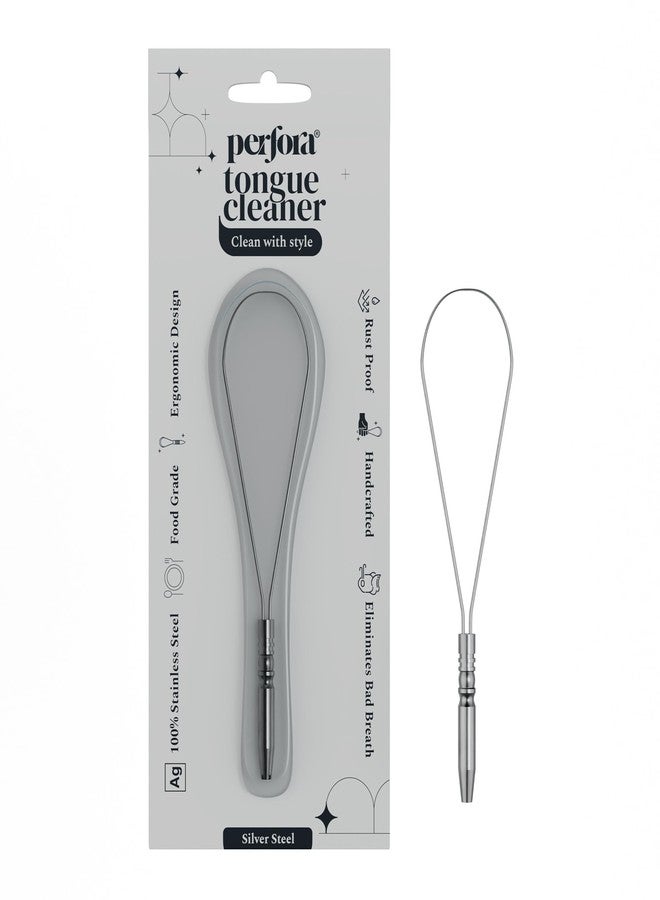 بيرفورا منظف اللسان بيرفورا سيلفر ستيل للرجال والنساء | لنَفَسٍ منعش، وتحسين حاسة التذوق، وإزالة البكتيريا - Image 1